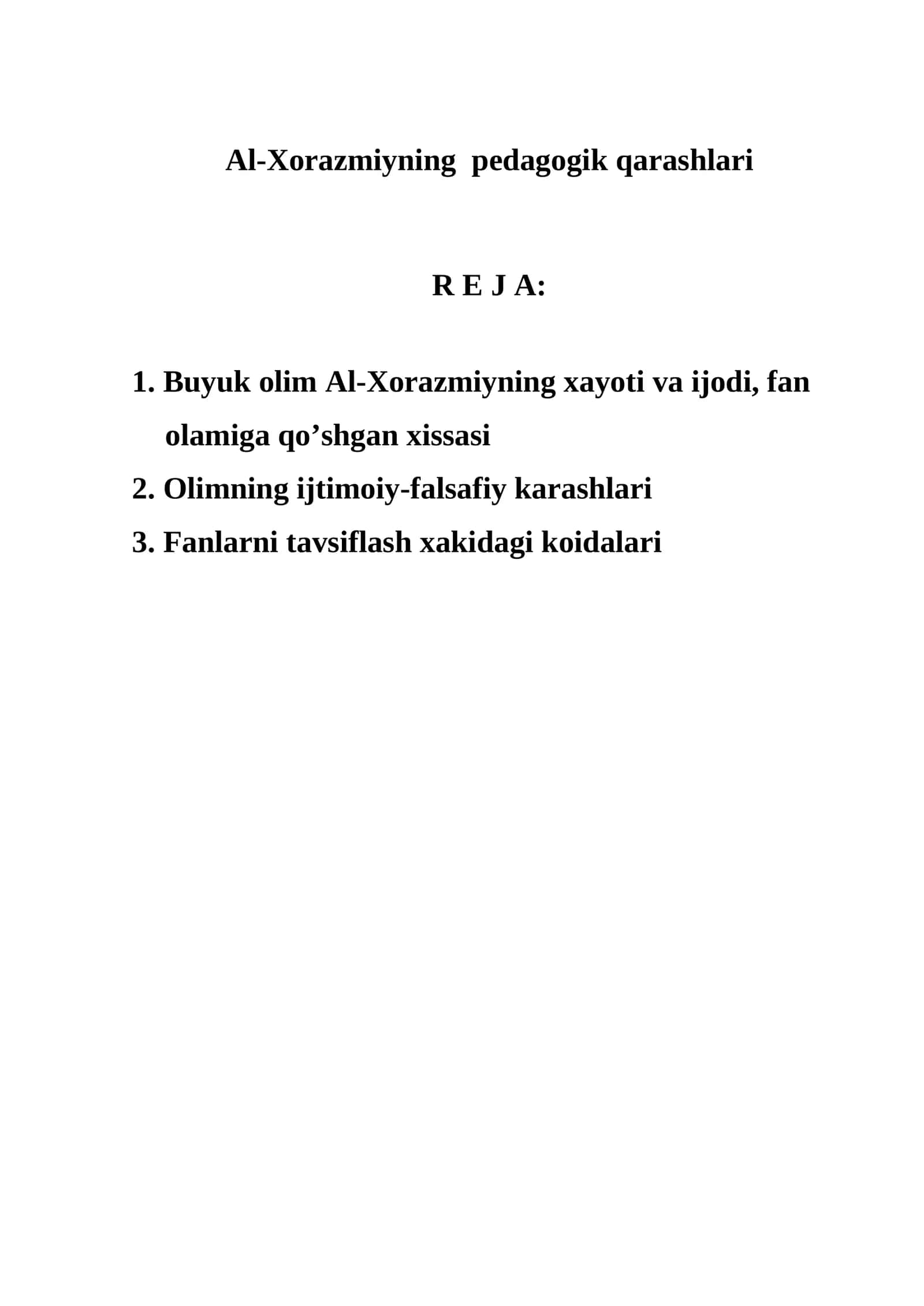 Al-Xorazmiyning pedagogik qarashlari 1
