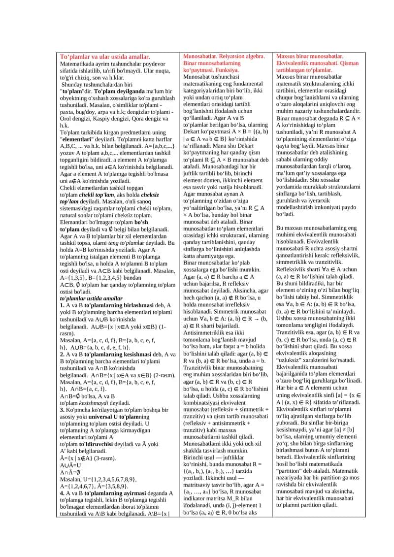 To'plamlar va ular ustida amallar 1