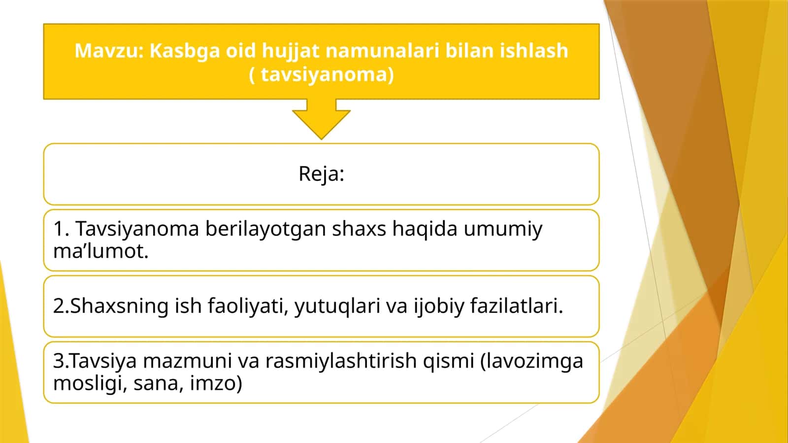 Kasbga oid hujjat namunalari bilan ishlash (tavsiyanoma) 1