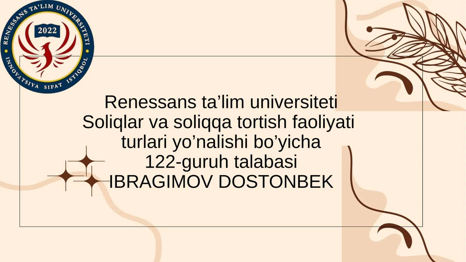 Soliqlar va soliqqa tortish faoliyati 1