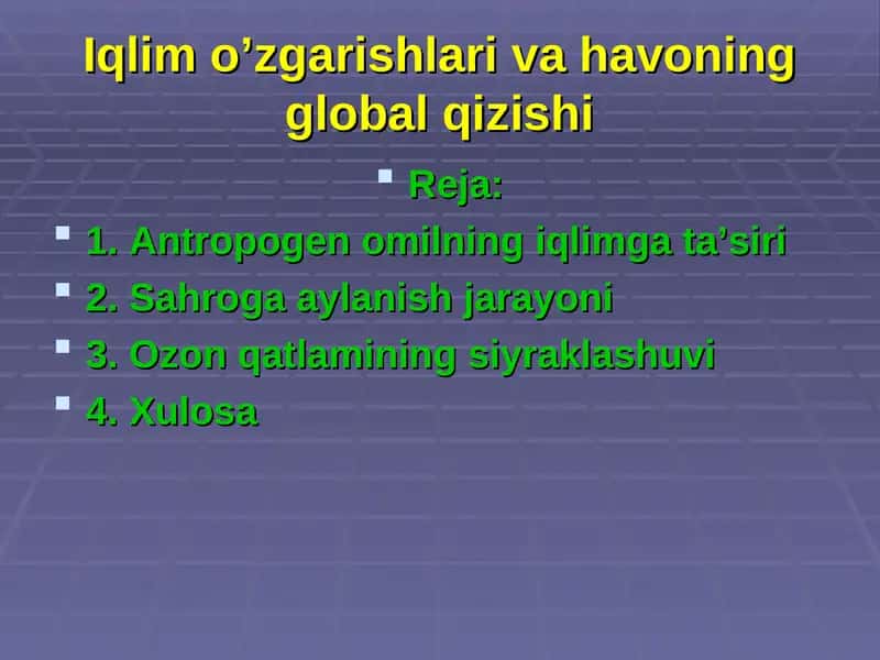 Iqlim o’zgarishlari va havoning global qizishi 1