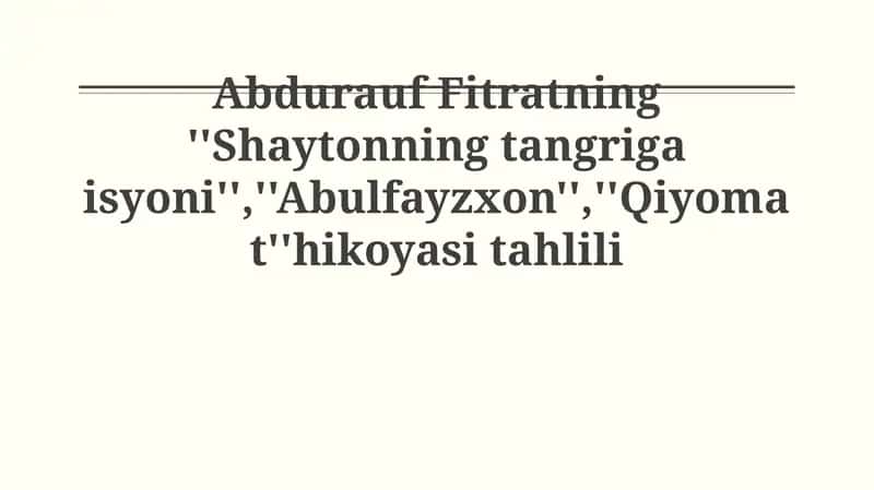 Abdurauf Fitratning asarlari 1