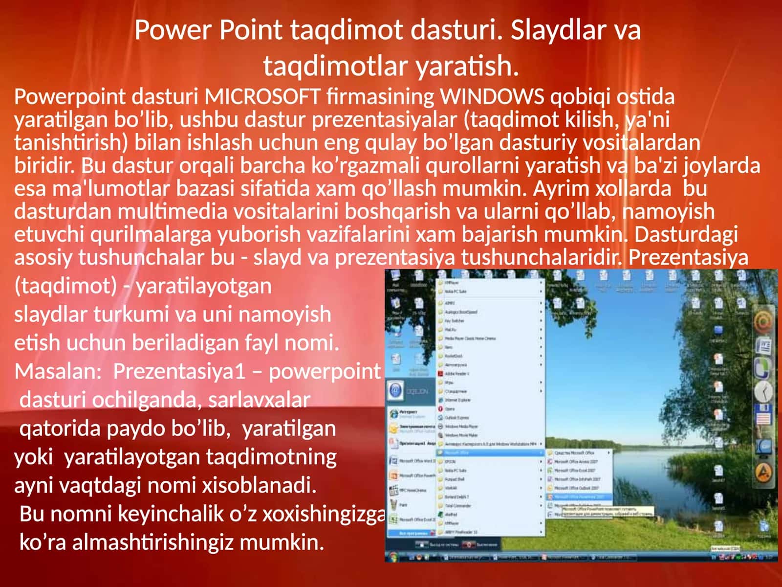 Power Point taqdimot dasturi 1
