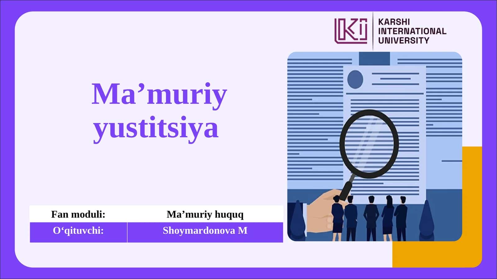 Ma’muriy yustitsiya 1