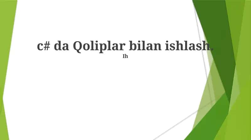 Qoliplar bilan ishlash 1
