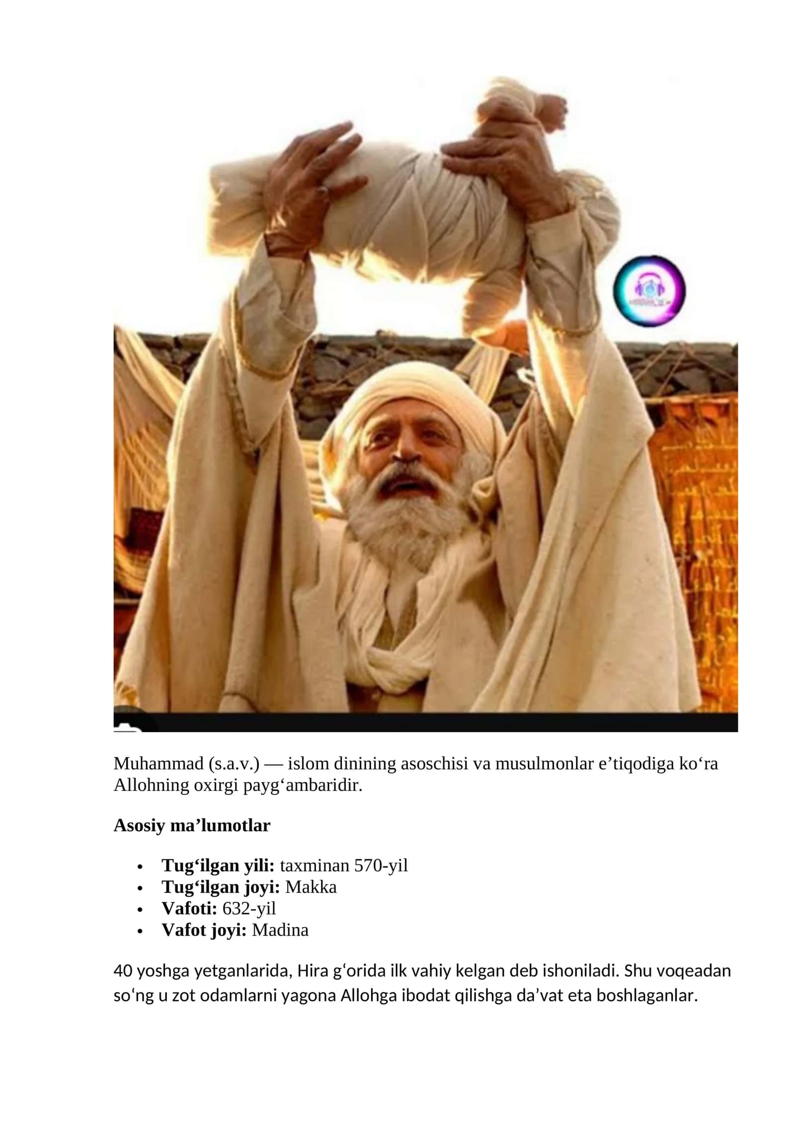 Muhammad (s.a.v) hayotlari haqida 1