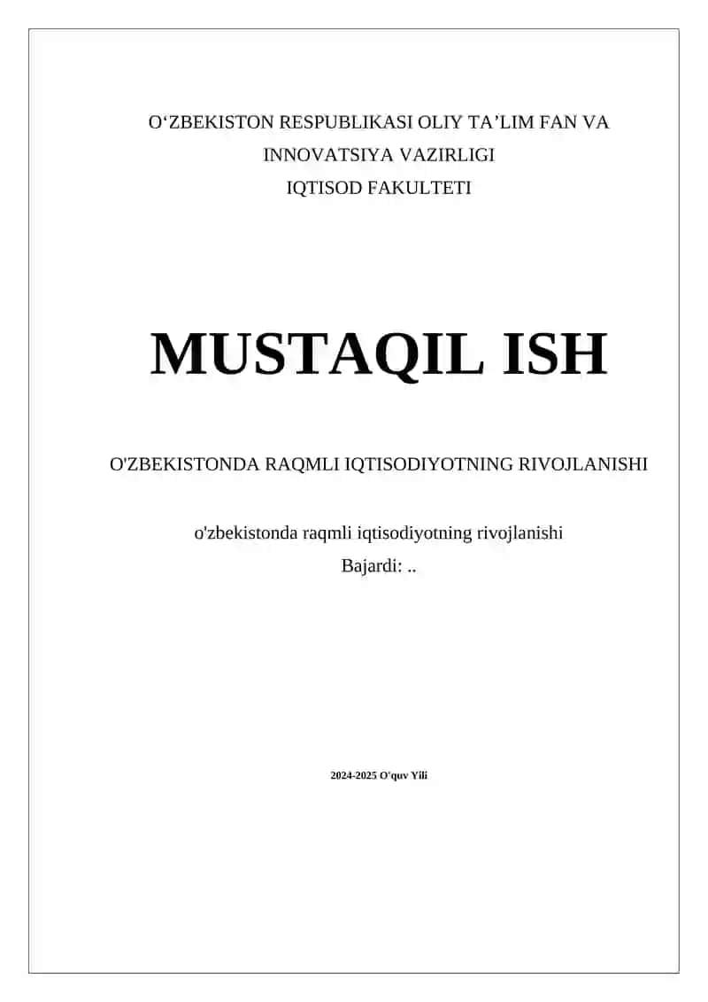 O'zbekistonda Raqamli Iqtisodiyotni Rivojlantirishning Strategiyalari