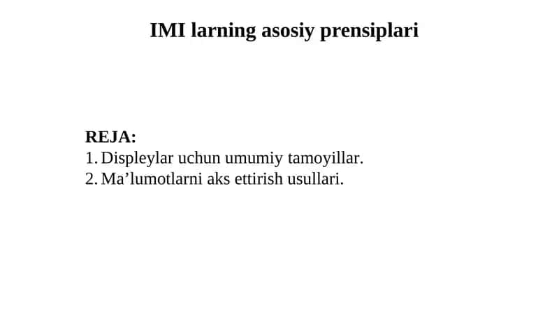 IMI Larning Asosiyprensiplari 1