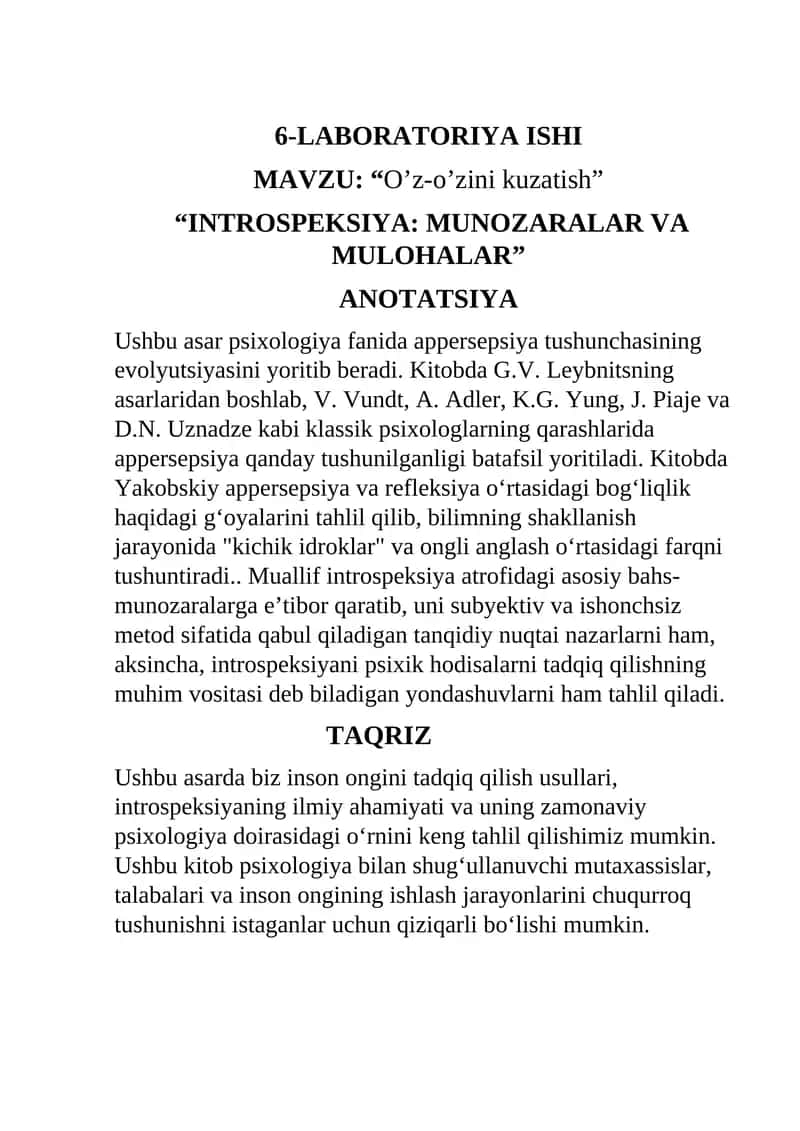 O’z-o’zini kuzatish 1