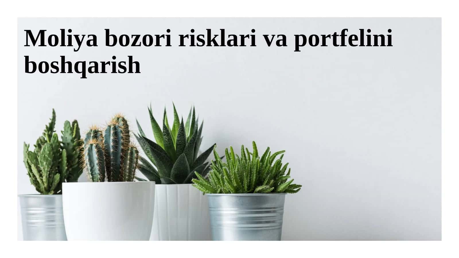 Moliya bozori risklari va portfelini boshqarish 1