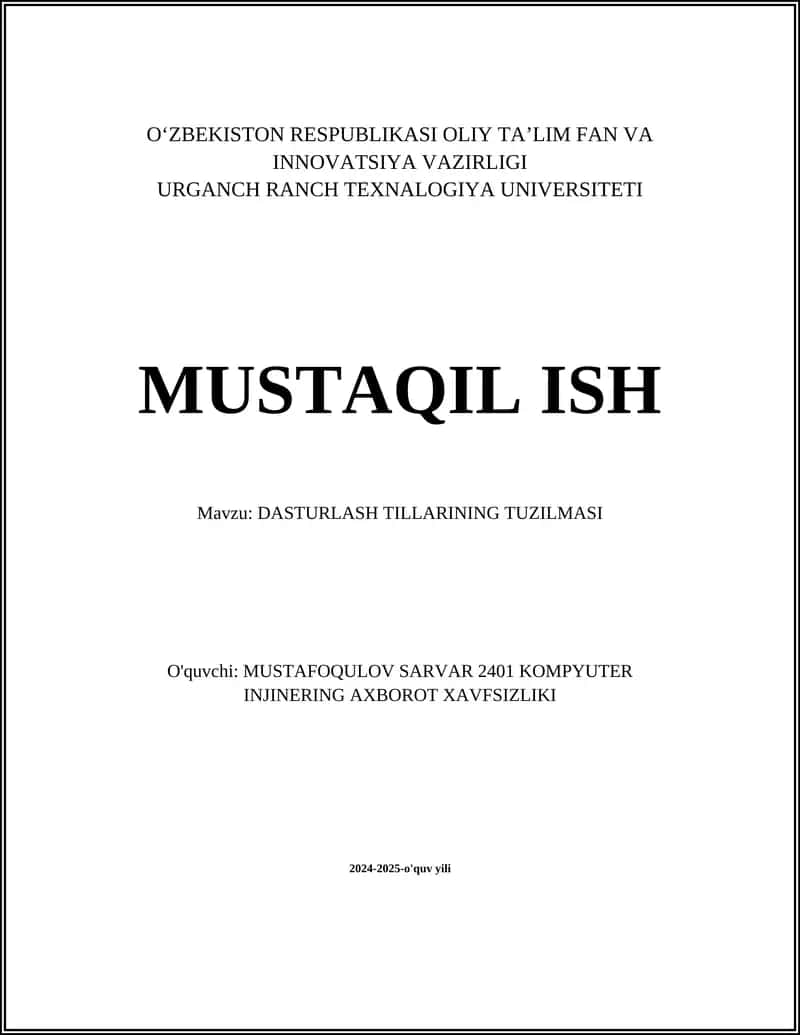 DASTURLASH TILLARINING TUZILMASI 1