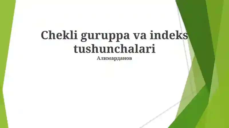 Asosiy Guruh Indekslarining Amaliy Qo'llanilishi