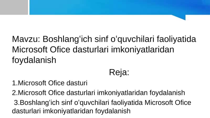Microsoft Ofice dasturlari 1