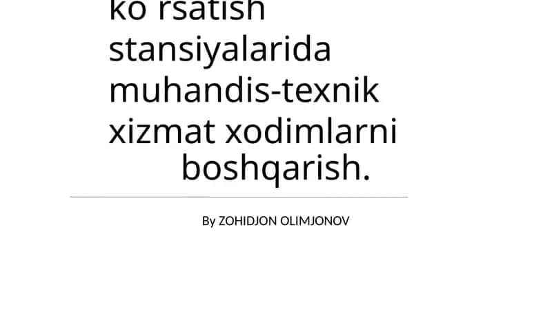 Muhandis-texnik xizmat boshqarish 1
