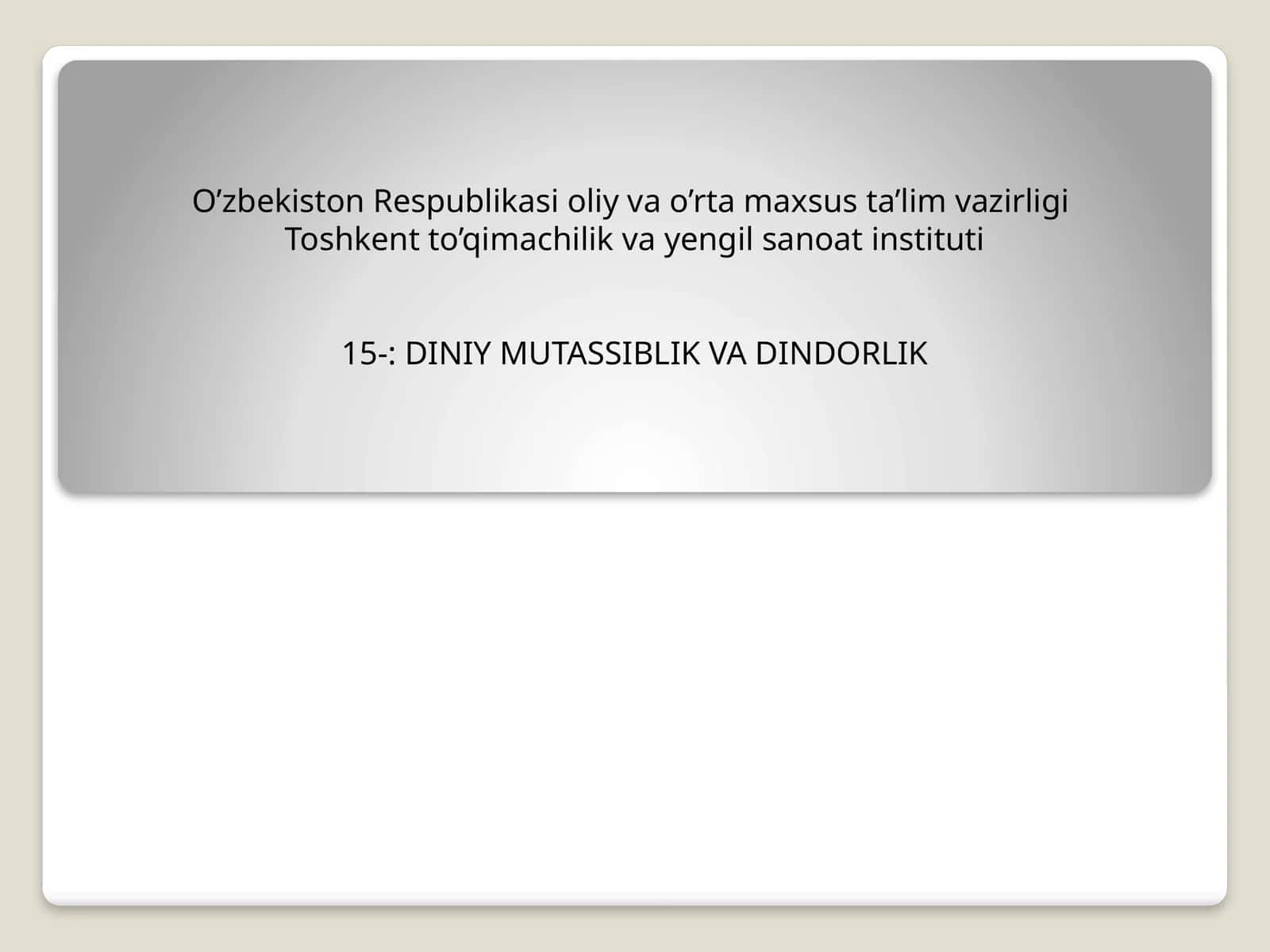DINIY MUTASSIBLIK VA DINDORLIK 1