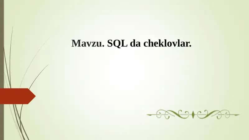 SQL dacheklovlar 1