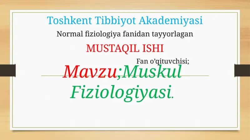 Muskul Fiziologiyasi 1