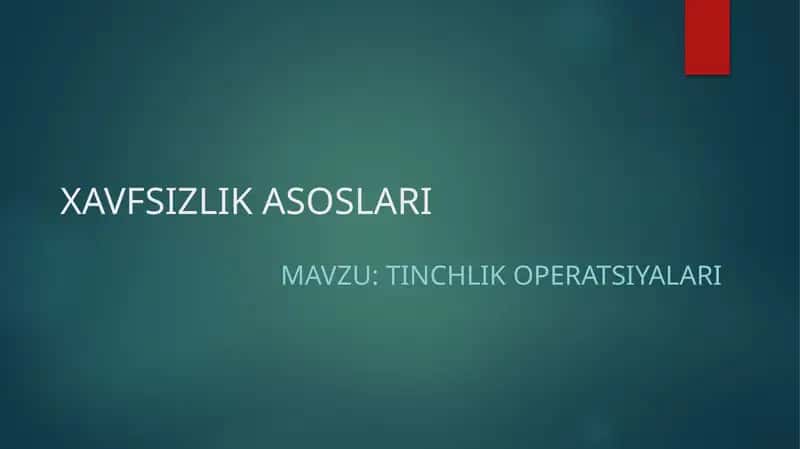Tinchlik Operatsiyalari 1