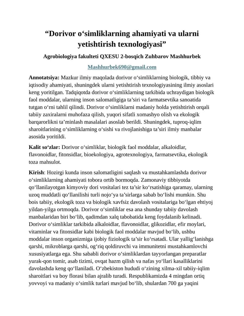 Dorivor osimlik yetishtirish 1