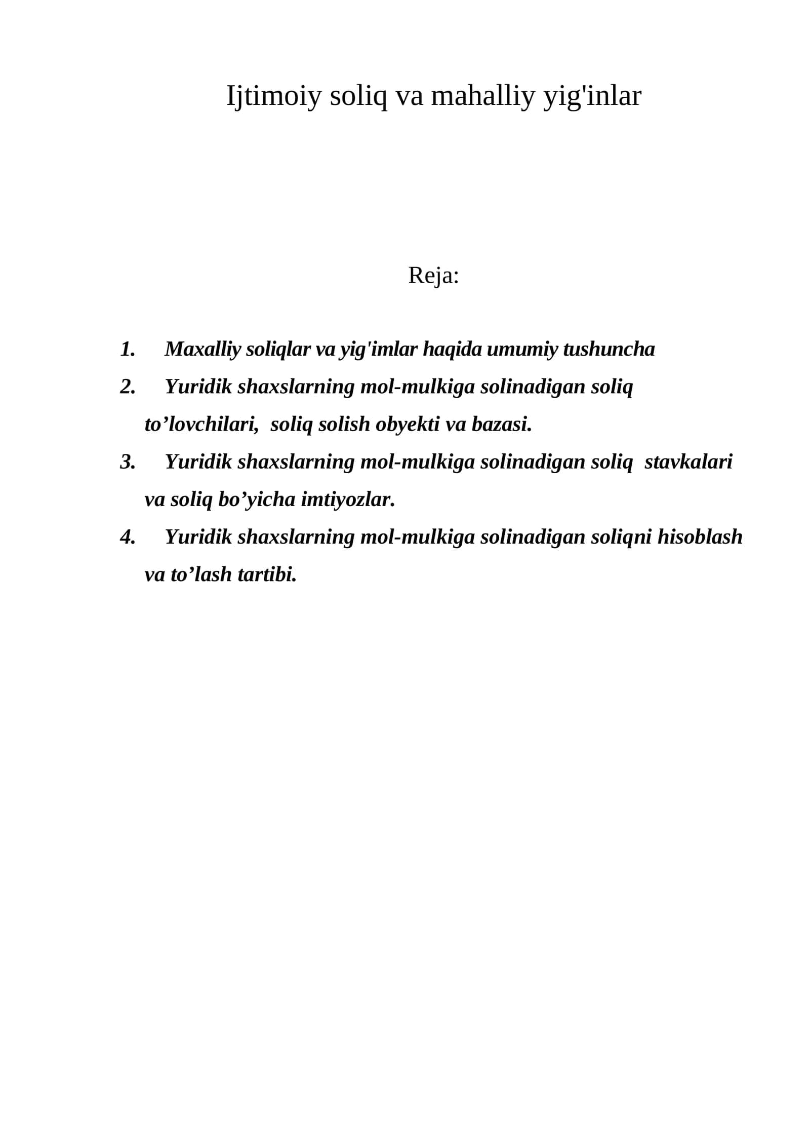 Mahalliy soliqlar va yig'indlar 1