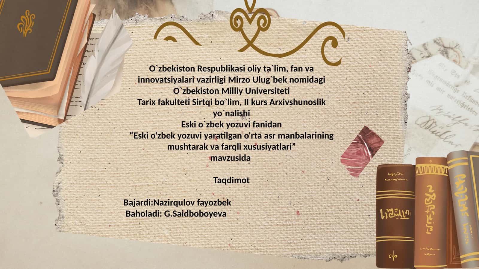 “Eski o'zbek yozuvi yaratilgan o'rta asr manbalarining mushtarak va farqli xususiyatlari” 1