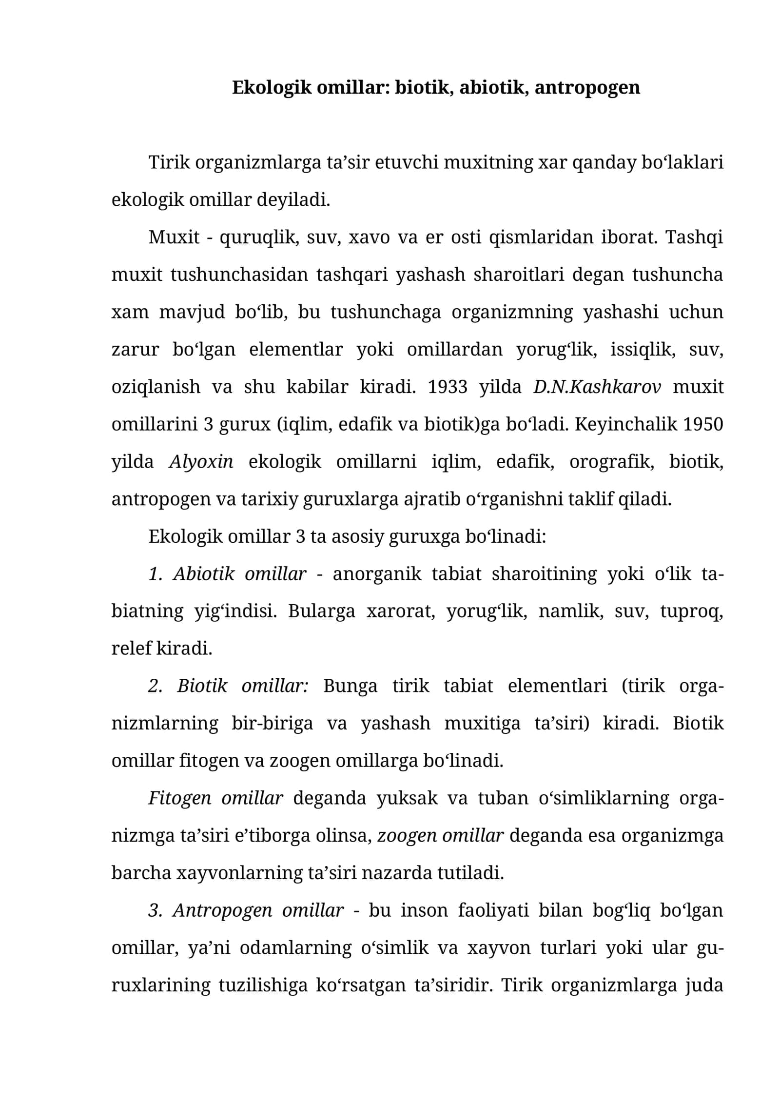 Ekologik omillar 1