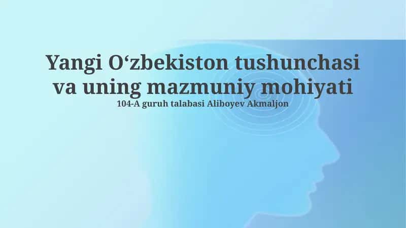 Yangi O'zbekiston tushunchasi va uning mazmuniy mohiyati 1