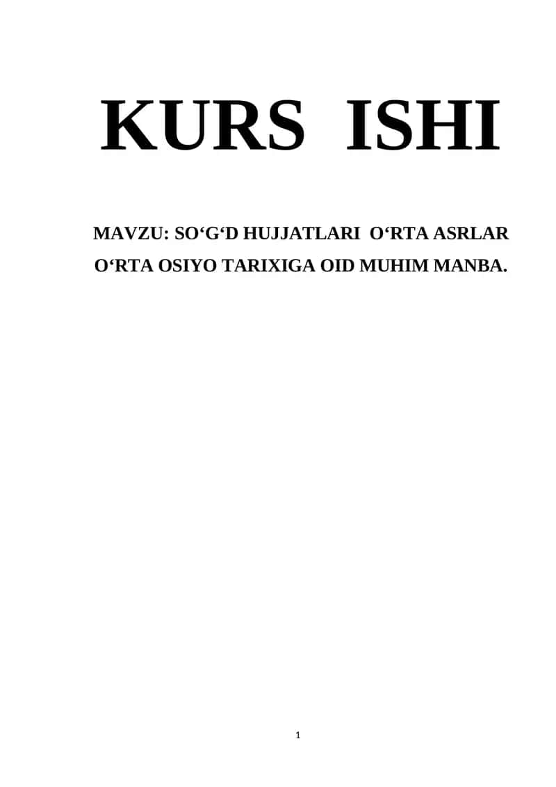 SO‘GʻD HUJJATLARI O‘RTA ASRLAR O‘RTA OSIYO TARIXIGA OID MUHIM MANBA 1