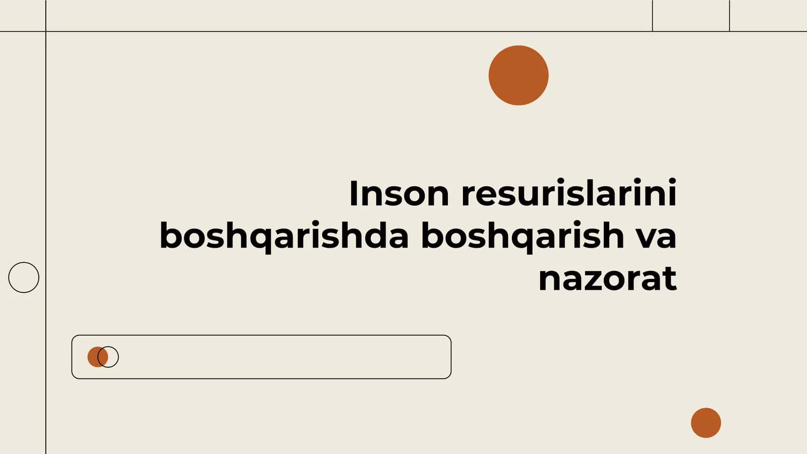 Inson resurislarini boshqarishda boshqarish va nazorat. 1