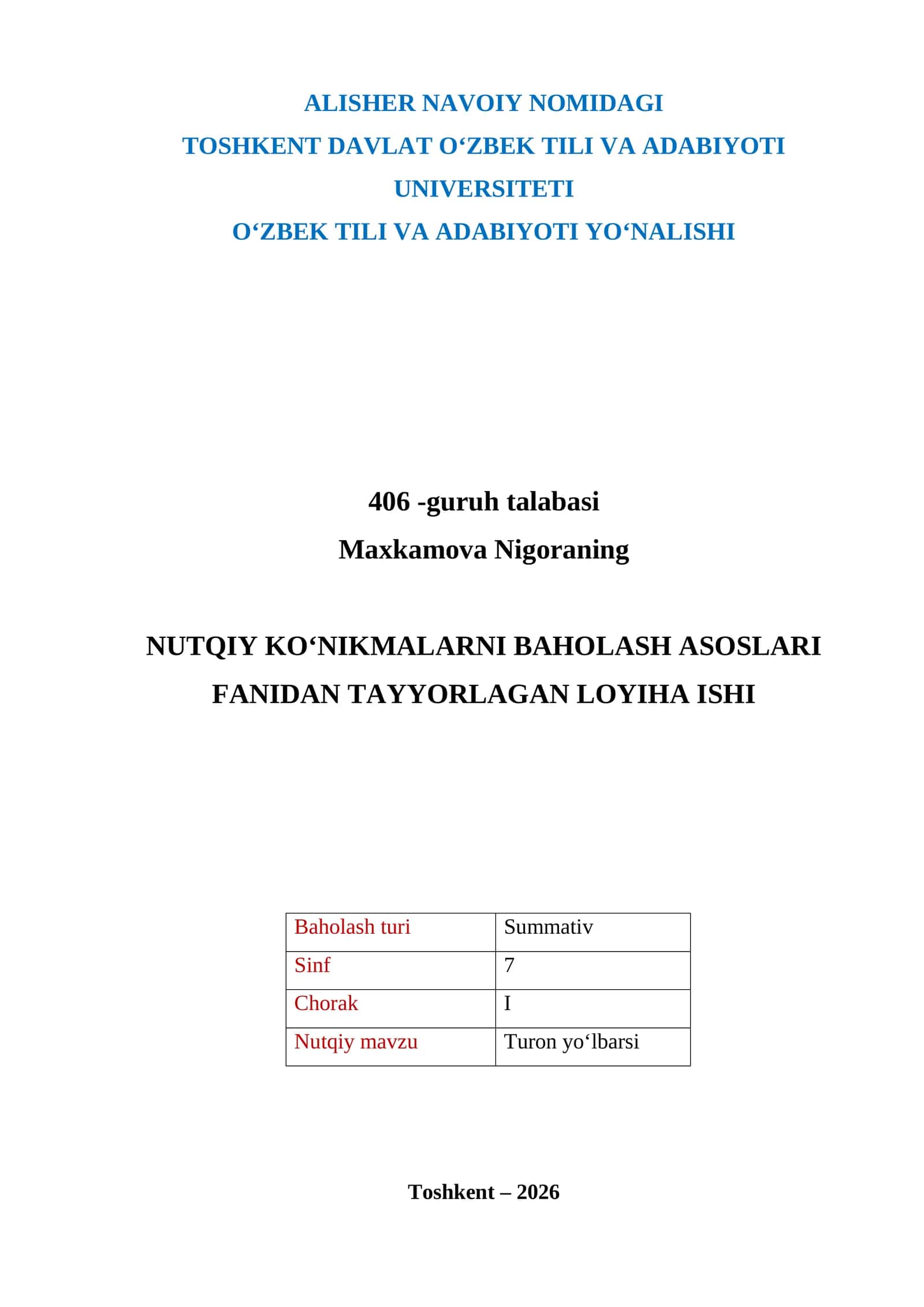 NUTQIY KO‘NIKMALARNI BAHOLASH ASOSLARI 1