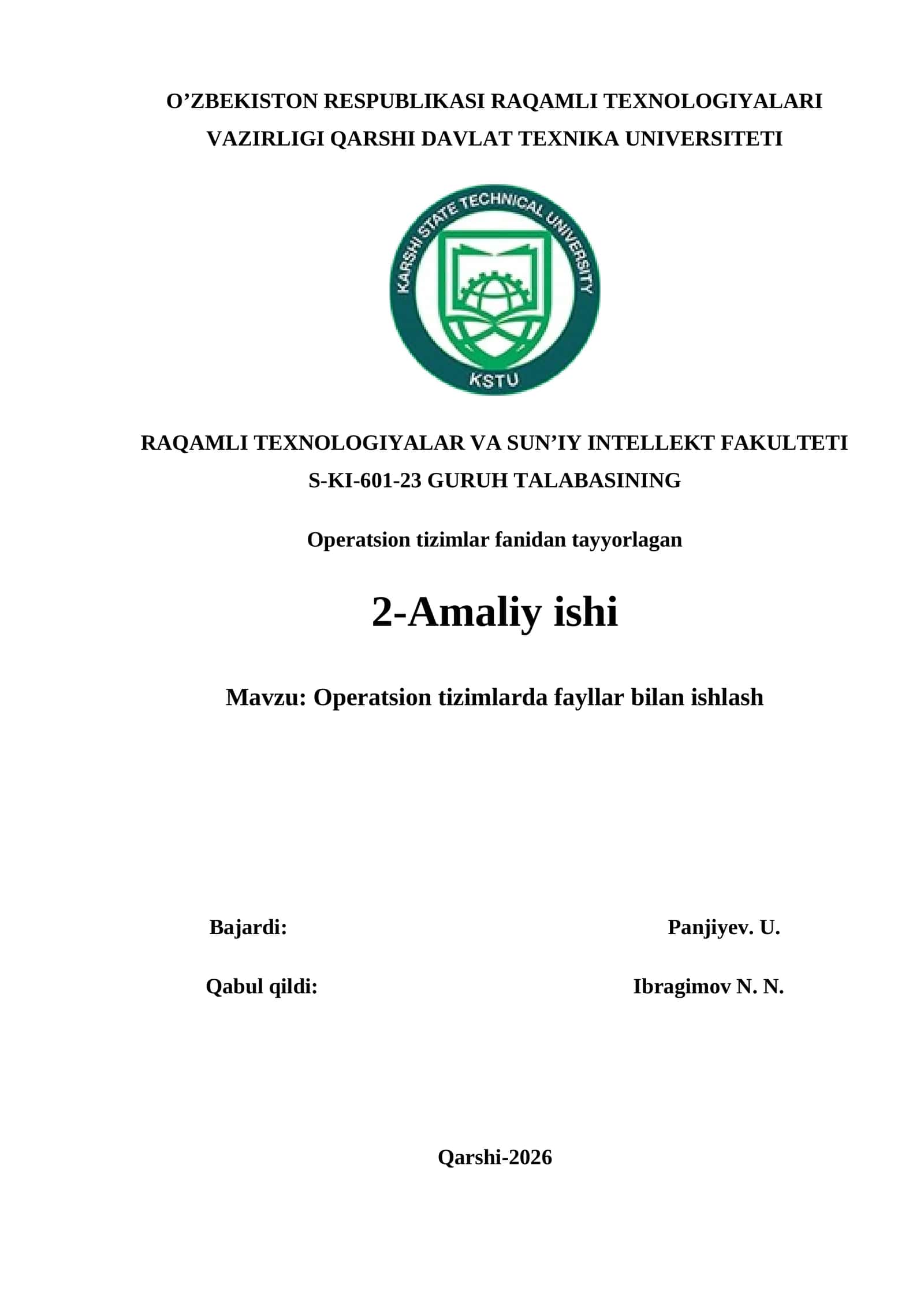 Operatsion tizimlarda fayllar bilan ishlash 1