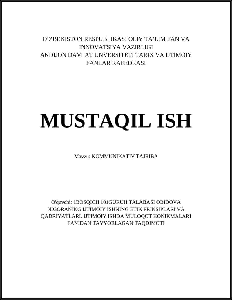 KOMMUNIKATIV TAJRIBA 1