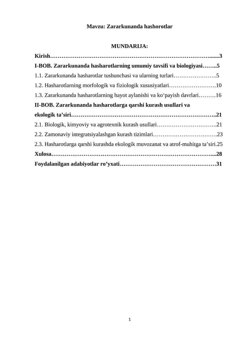 Zararkunanda hashorotlar 1