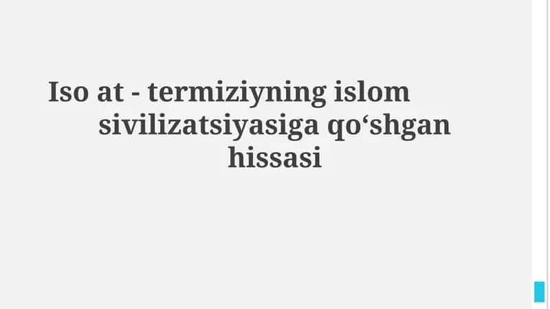 Imom Termiziyning hayoti va asarlari 1