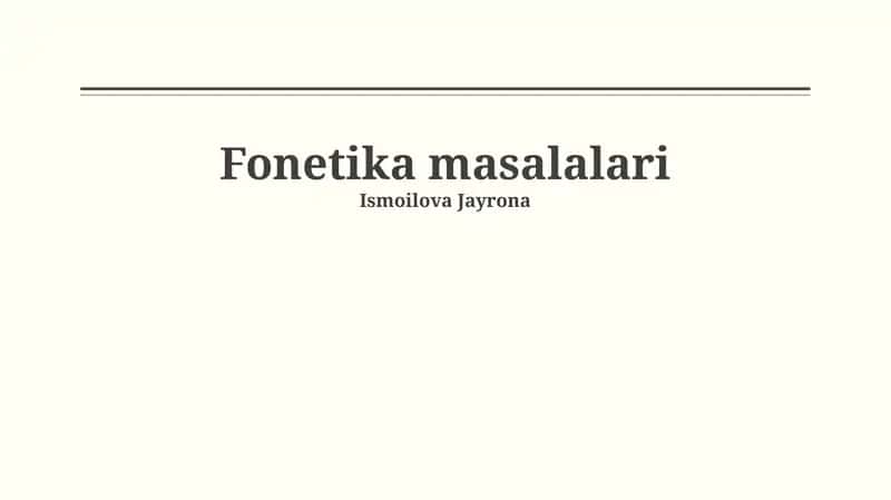 Fonetika masalalari 1