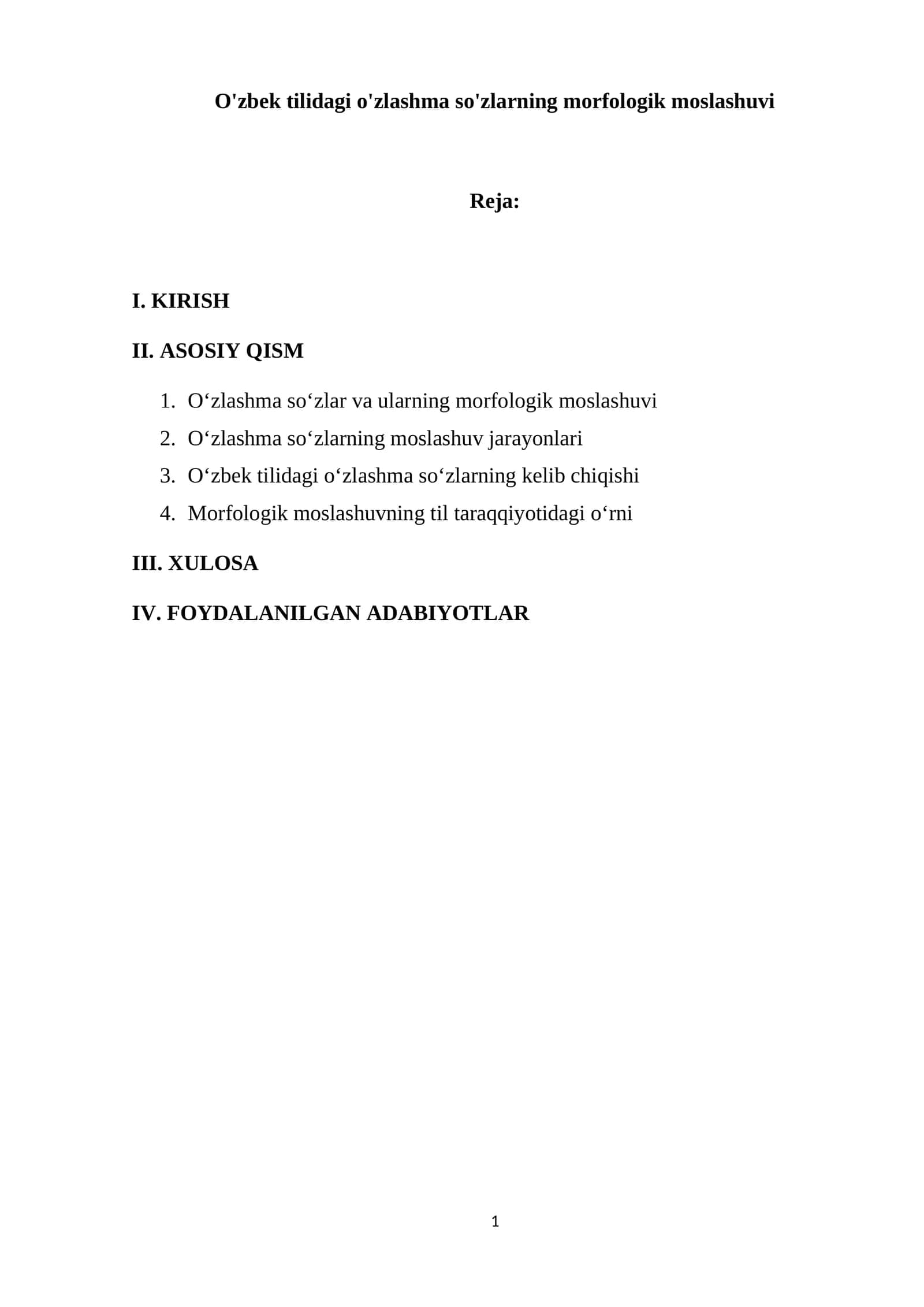 O'zbek tilidagi o'zlashma so'zlarning morfologik moslashuvi 1