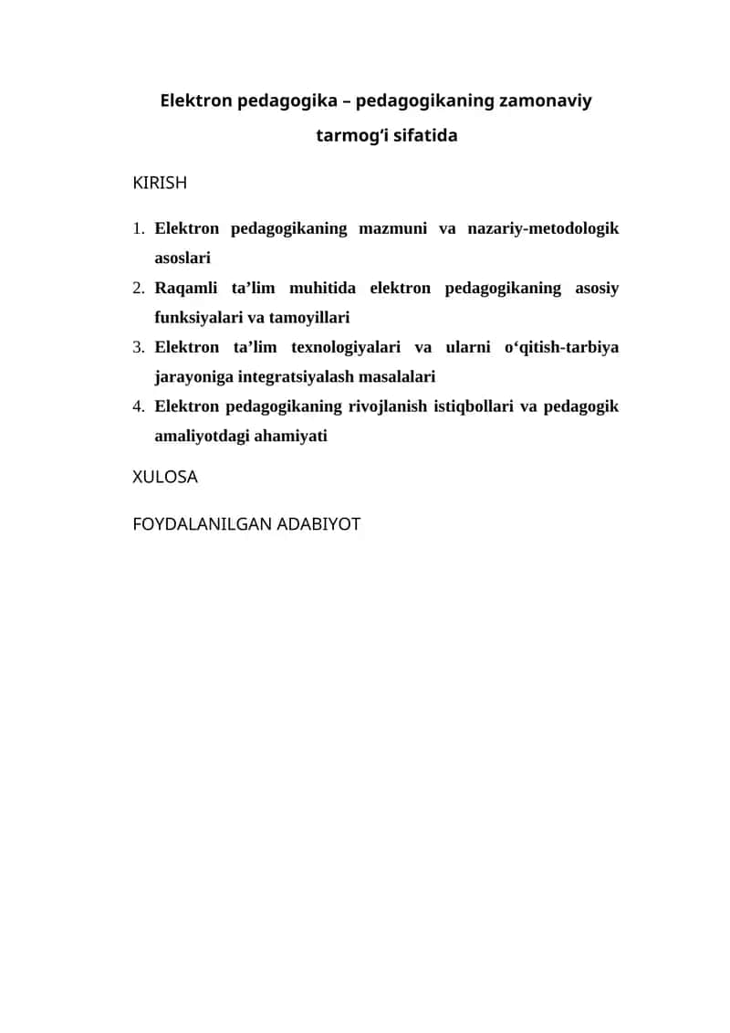 Elektron pedagogika pedagogikaning zamonaviy tarmog‘i sifatida 1