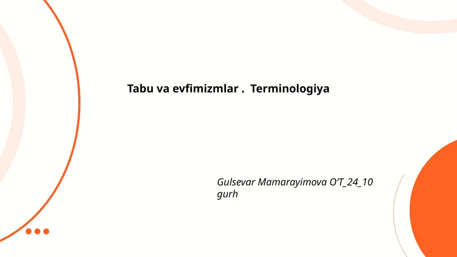 Tabu va evfimizmlar. Terminologiya 1