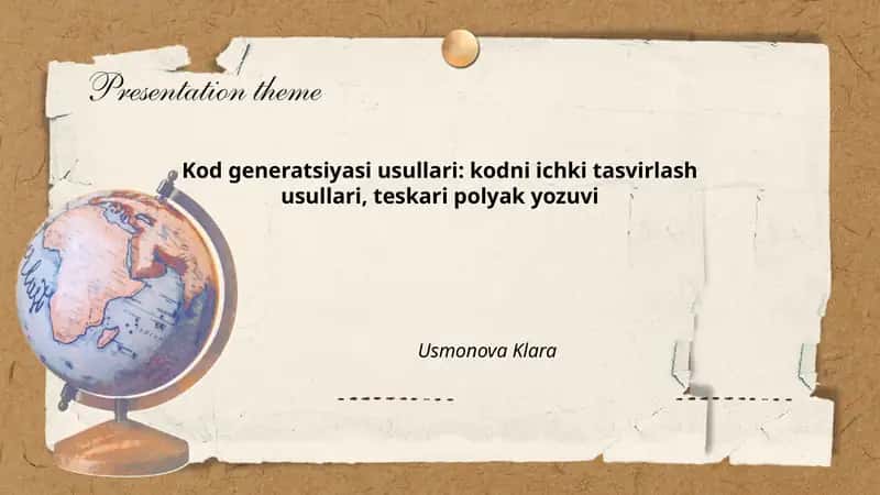 Kod generatsiyasi usullari 1