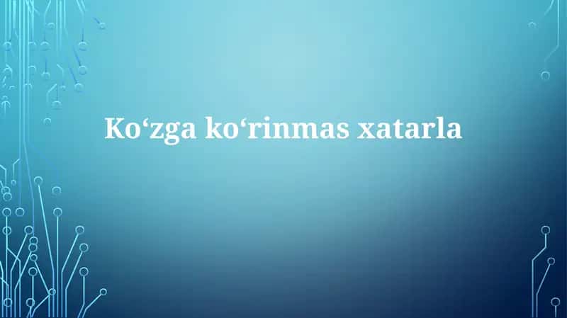 Ko'zgako'rinmas xatarlar 1