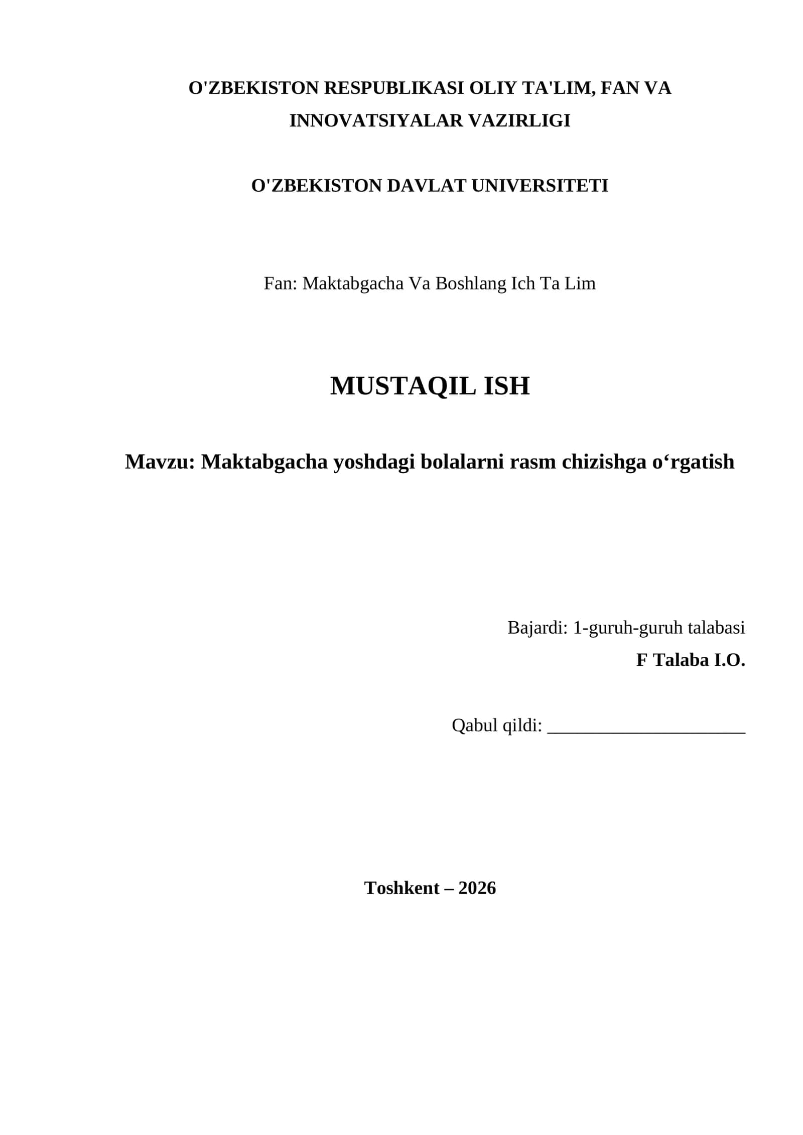 Maktabgacha yoshdagi bolalarni rasm chizishga o‘rgatish 1
