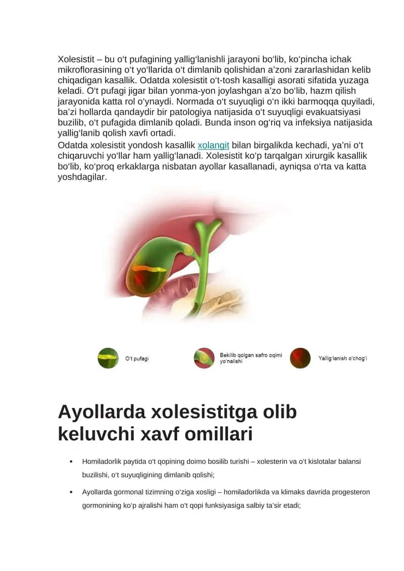 Xolesistit va uning belgilari 1