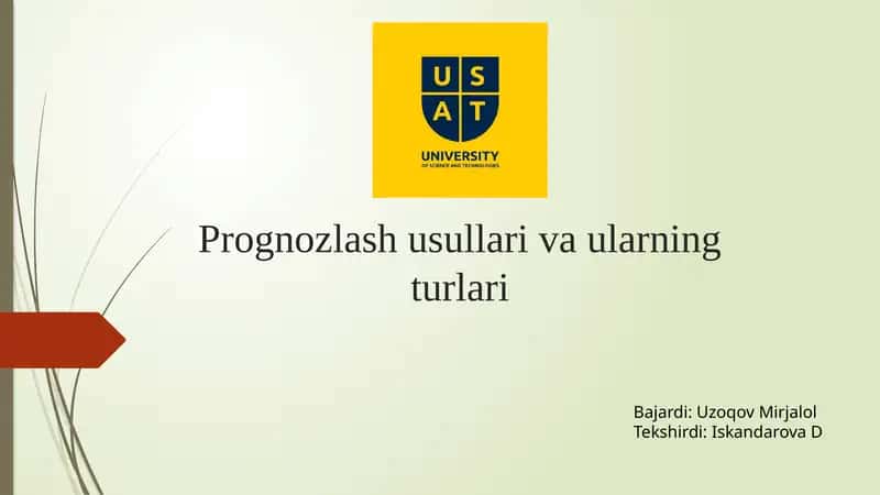 Prognozlash usullari va ularning turlari 1