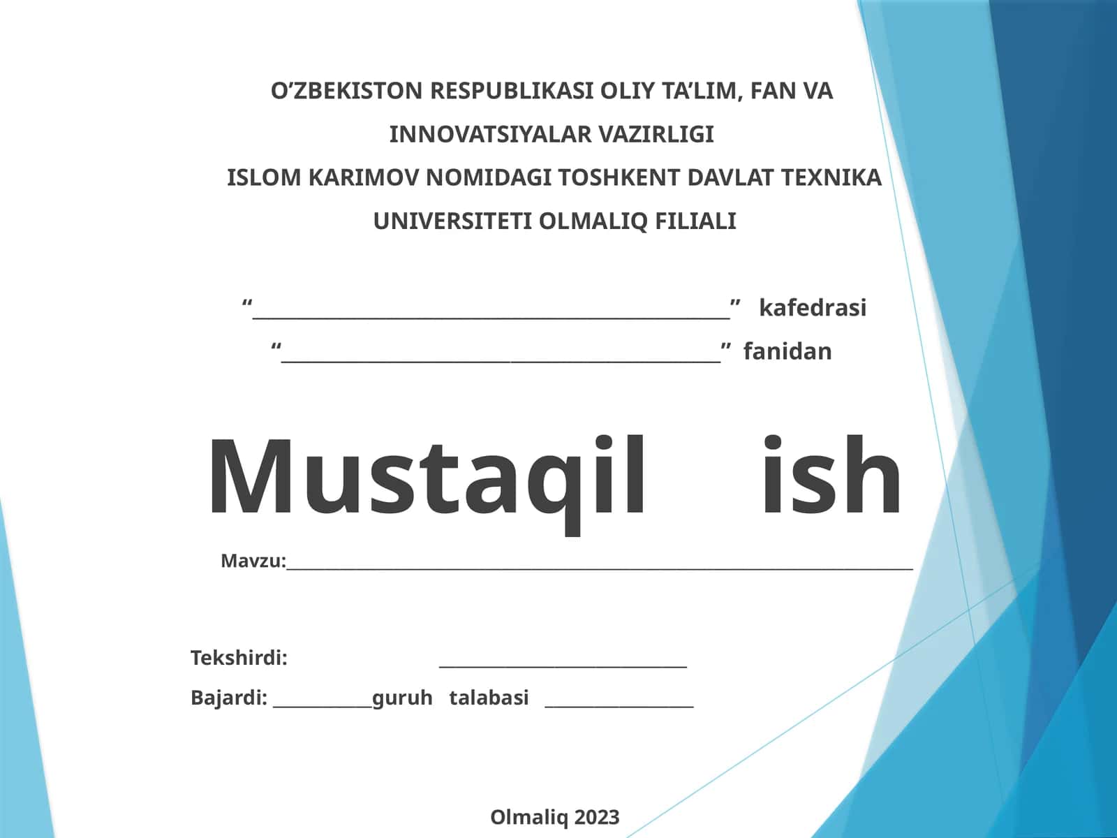 Toshkent davlat texnika universiteti Olmaliq filiali 1