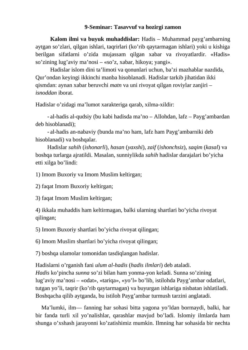 Tasavvuf va Hozirgi Zamon 1