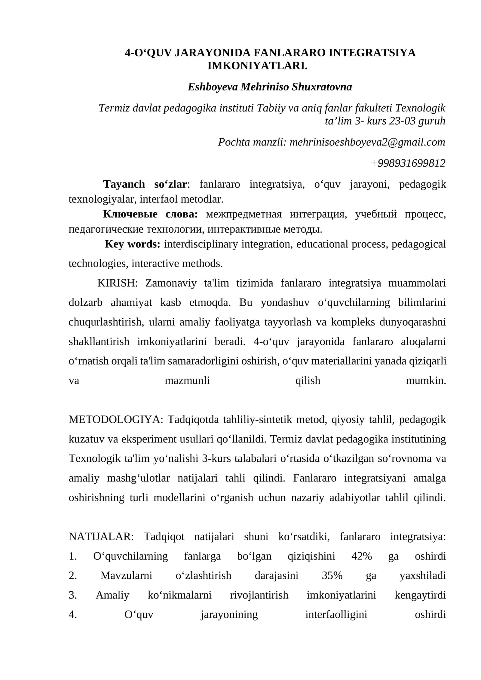 4-O‘QUV JARAYONIDA FANLARARO INTEGRATSIYA IMKONIYATLARI 1