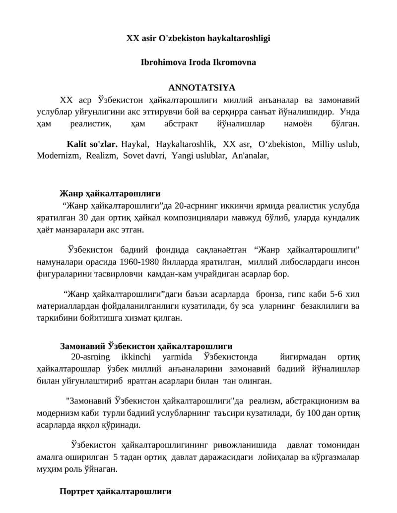 Жанр ҳайкалтарошлиги 1