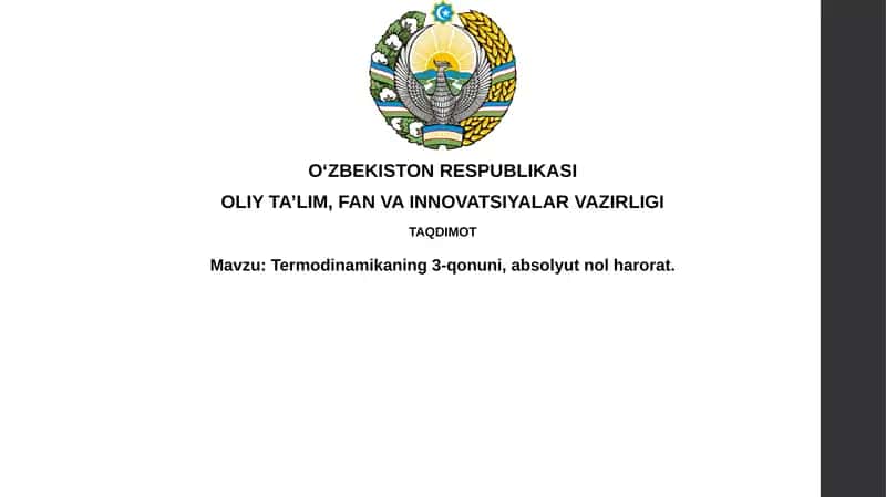 Termodinamikaning 3-qonuni, absolyutnol harorat 1
