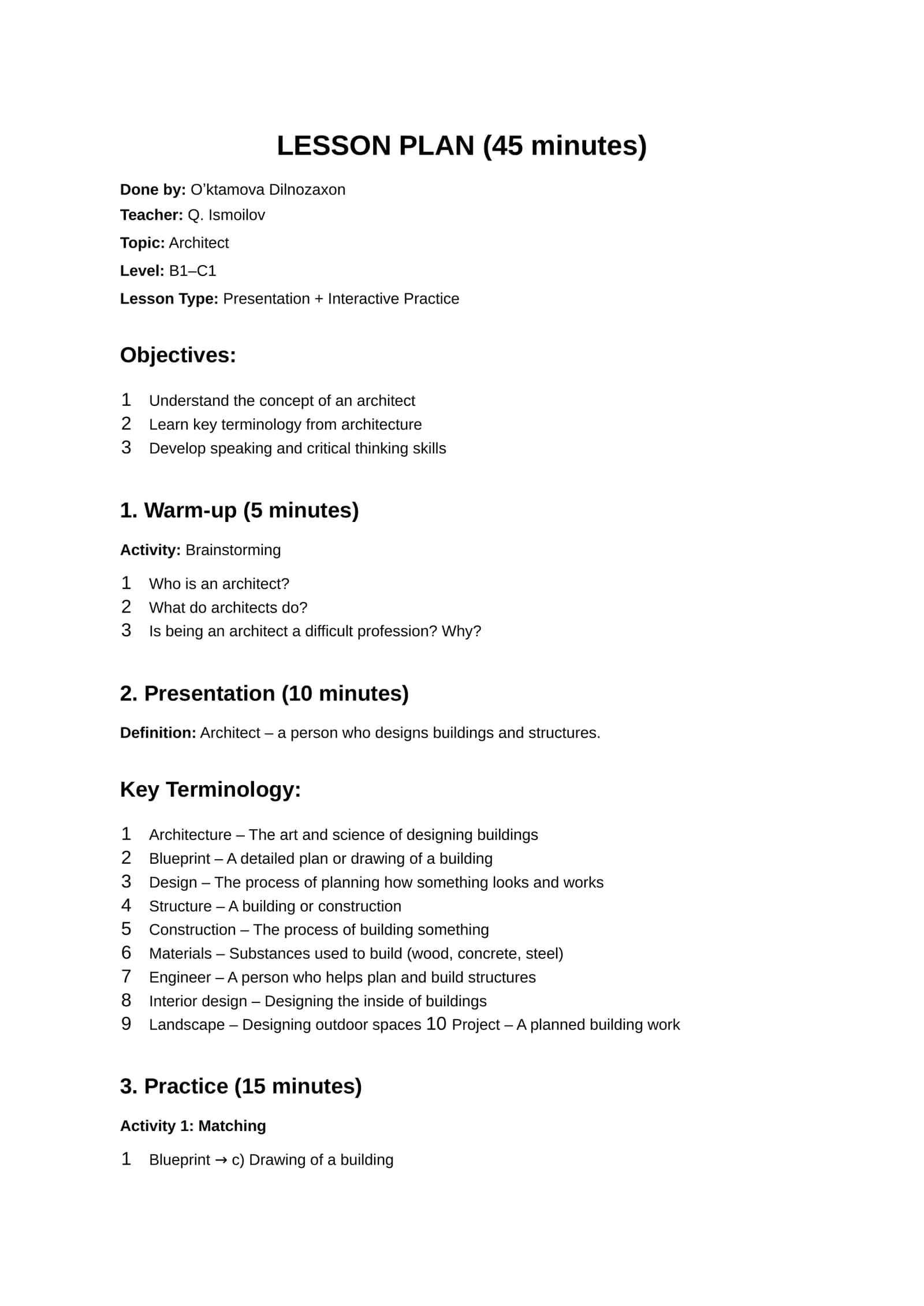 LESSON PLAN 1