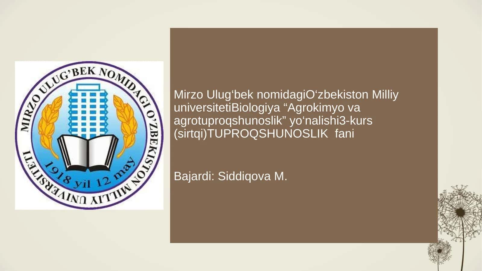 Agrokimyo va agrotuproqshunoslik 1